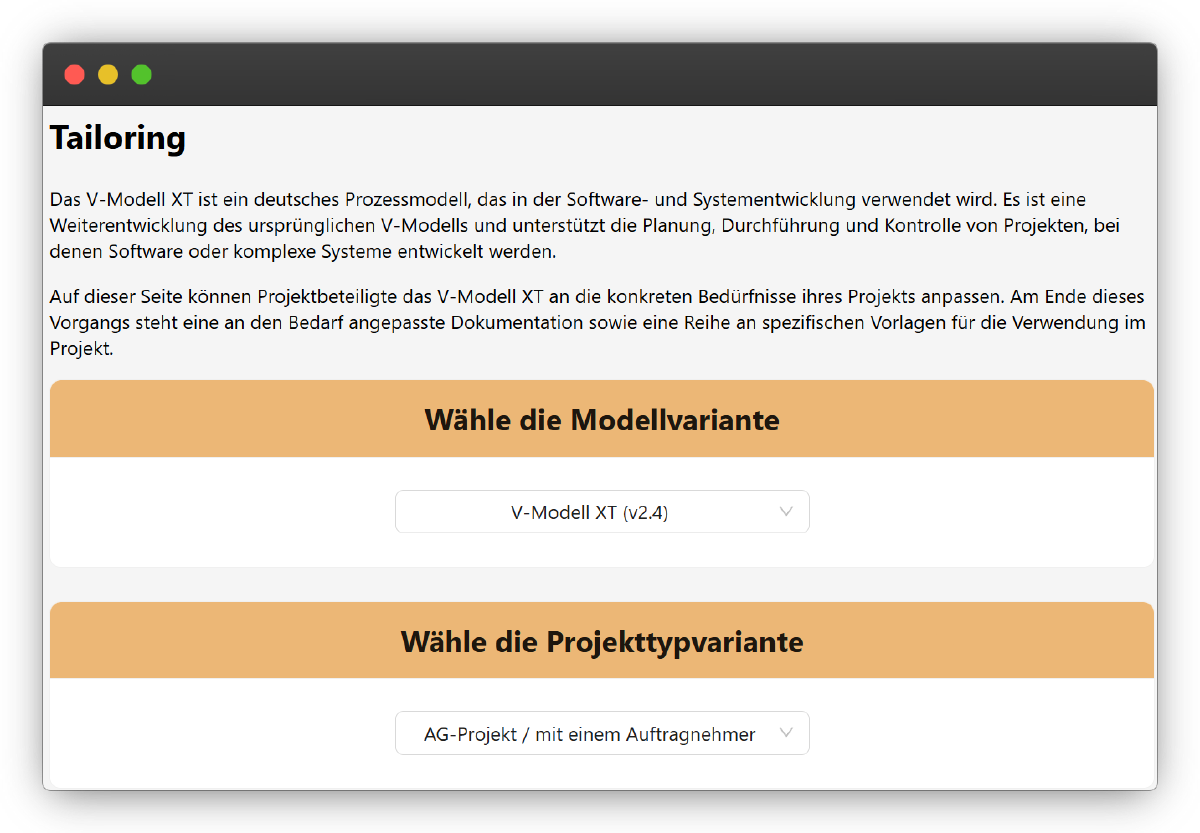 Abbildung 1: Startseite des Projektassistenten